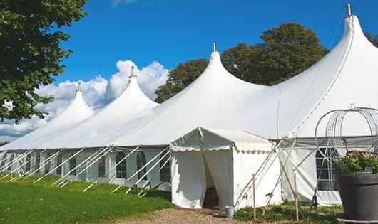 high-quality portable restrooms stationed at a wedding, meeting the needs of guests throughout the outdoor reception in Fanwood, NJ